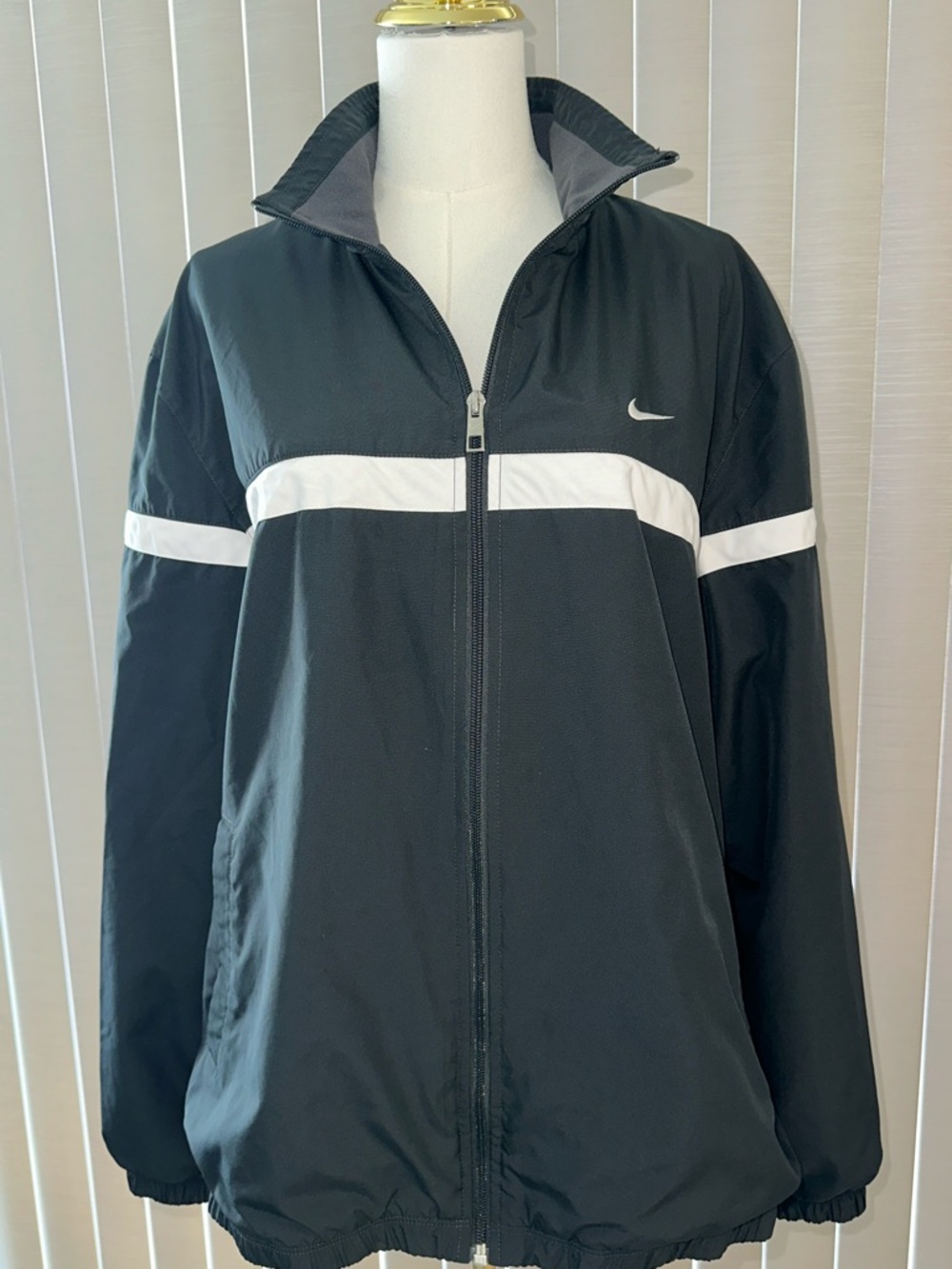 Nike Black charcoal Jacket with White Stripe unisex Bomber